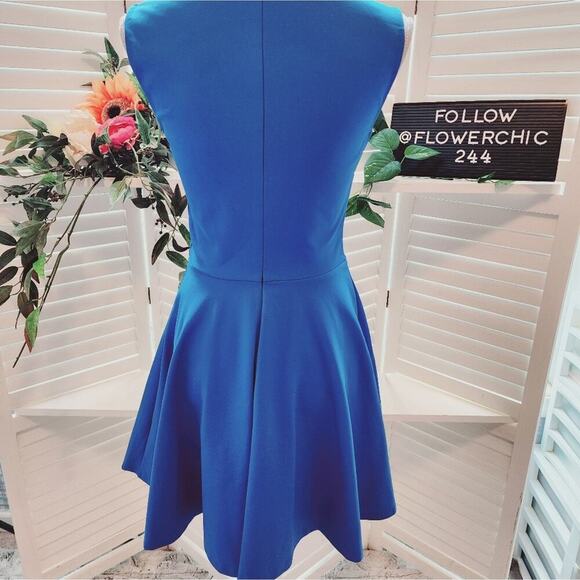 DIANE VON FURSTENBURG BLUE PEPLUM DRESS SIZE 4 - Picture 4 of 7